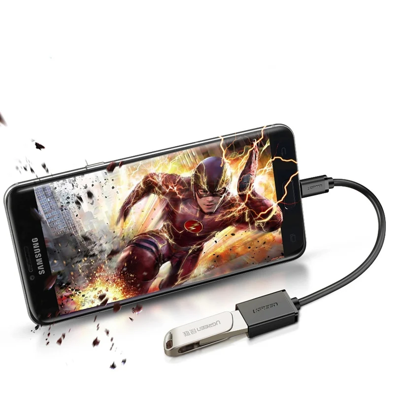 Ugreen Micro USB Male to USB 2.0 A Female OTG Adapter - 15cm (Black) (US133/10396)