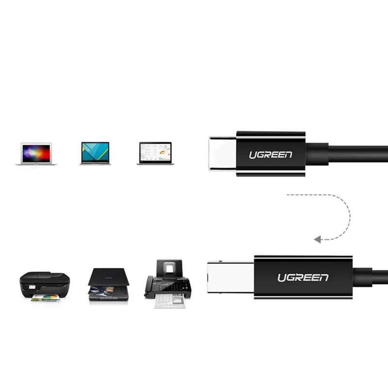 Ugreen USB-C 2.0 to USB-B 2.0 Printer Cable - 2M (US241/50446)