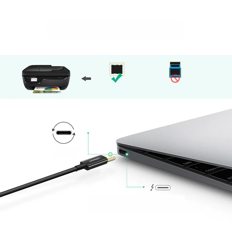 Ugreen USB-C 2.0 to USB-B 2.0 Printer Cable - 2M (US241/50446)