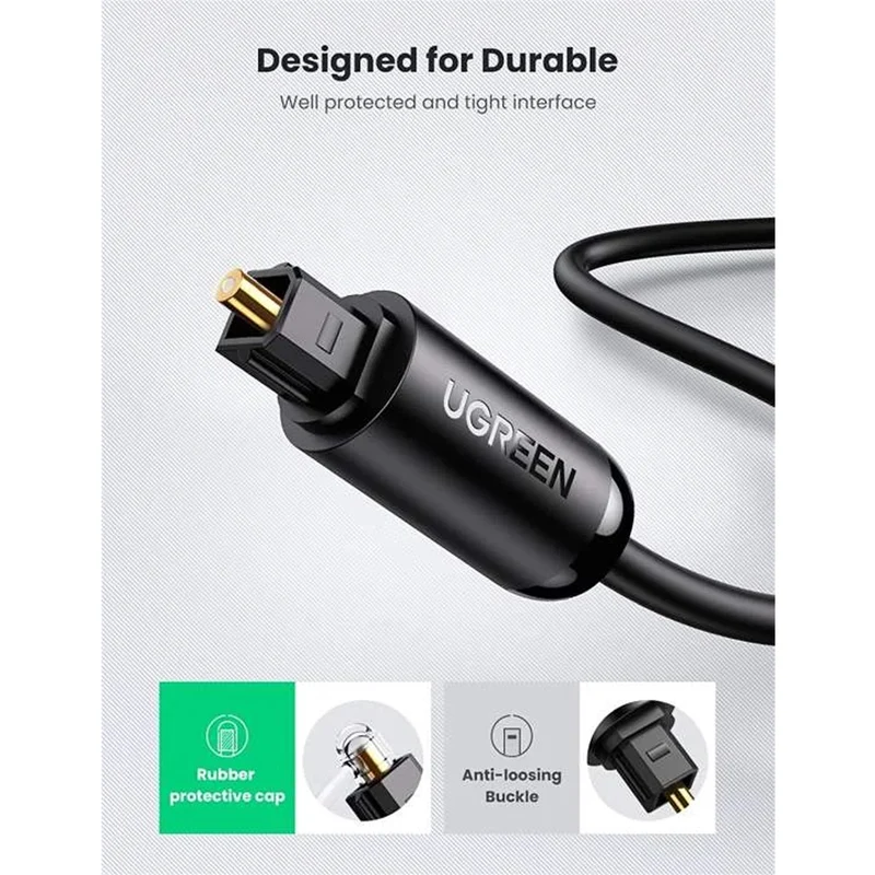 Ugreen Toslink Optical Male to Male Audio Cable - (1.5M, 2M, 3M)