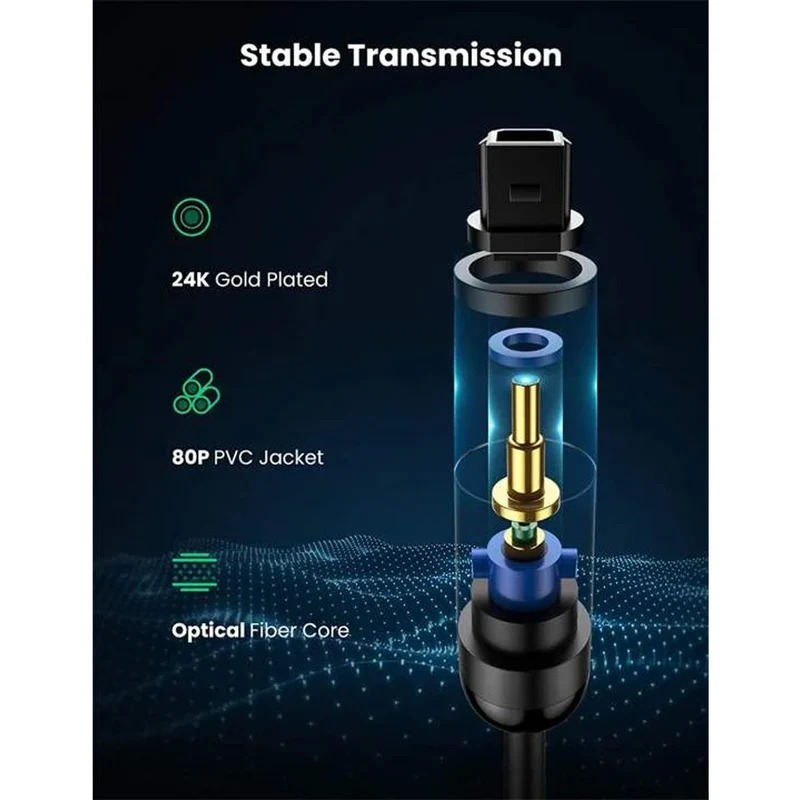 Ugreen Toslink Optical Male to Male Audio Cable - (1.5M, 2M, 3M)