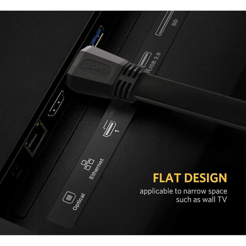 Ugreen HDMI Male to Male Flat Cable - 1.5M (Black) (ED015/70159)