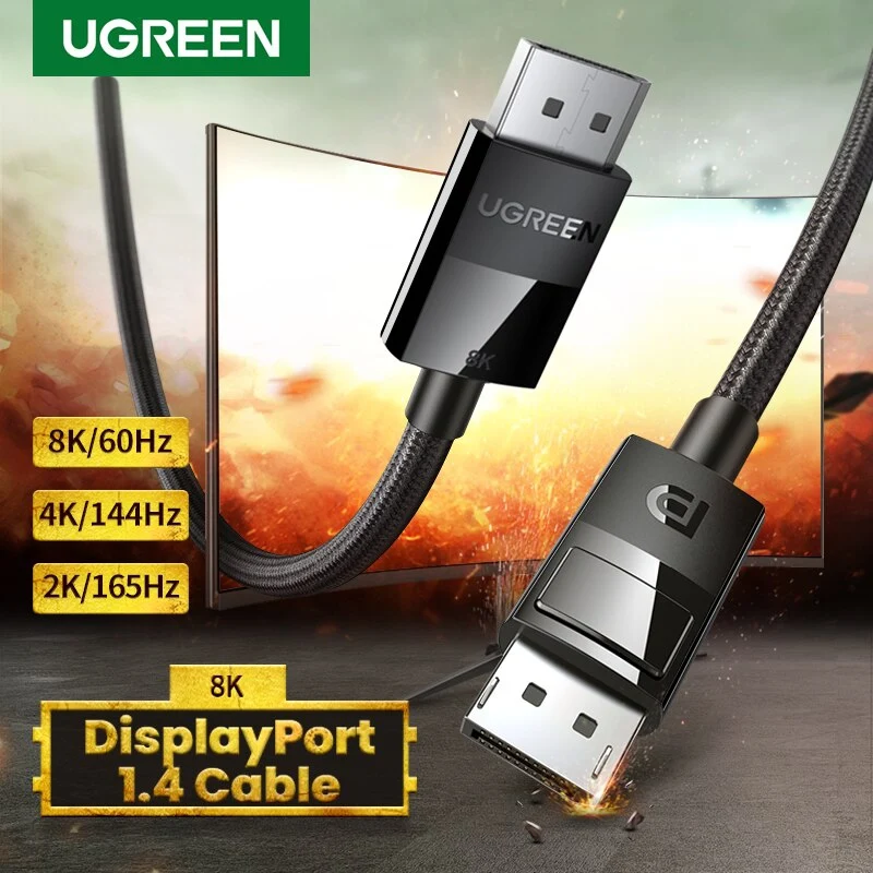 Ugreen DP 1.4 Male to Male Plastic Case Braided Cable - 1M (DP114/80390)