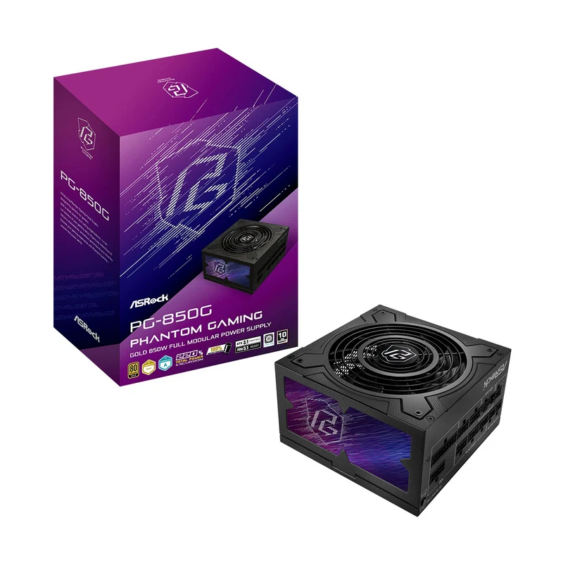 ASRock Phantom Gaming PG-850G 850W 80+ Gold & Cybenetics Gold ATX 3.1 PCIe 5.1 Full Modular Power Supply