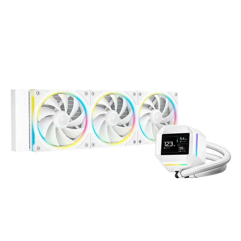 DeepCool LM360 360mm 6th Gen ARGB Liquid Cooler with 2.4" LCD Screen (Black, White) (R-LM360-BKDMMC-1, R-LM360-WHDMMC-1)