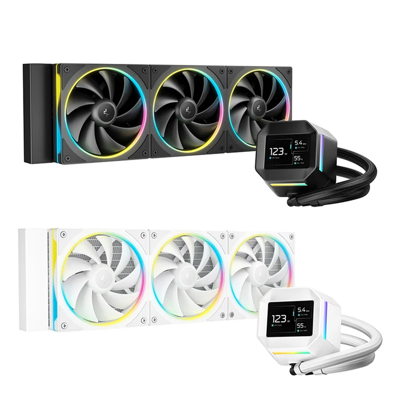 DeepCool LM360 360mm 6th Gen ARGB Liquid Cooler with 2.4" LCD Screen (Black, White) (R-LM360-BKDMMC-1, R-LM360-WHDMMC-1)