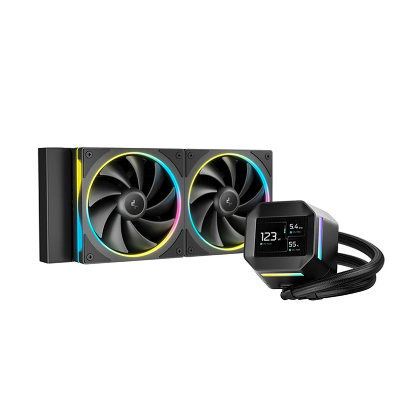 DeepCool LM240 240mm 6th Gen ARGB Liquid Cooler with 2.4" LCD Screen (Black, White) (R-LM240-BKDMMC-1, R-LM240-WHDMMC-1)