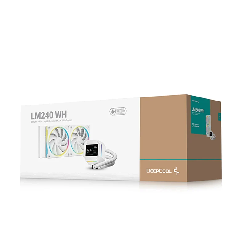 DeepCool LM240 240mm 6th Gen ARGB Liquid Cooler with 2.4" LCD Screen (Black, White) (R-LM240-BKDMMC-1, R-LM240-WHDMMC-1)