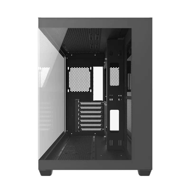 DarkFlash C285P V2 Tempered Glass Side Panel Dual Chamber Luxury ATX PC Case (Black, White)