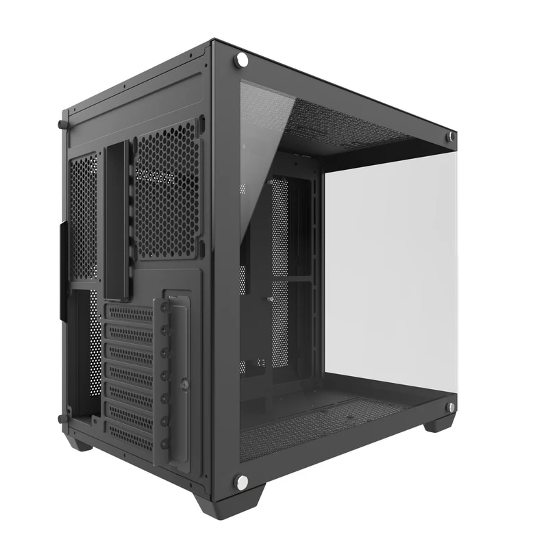 DarkFlash C285P V2 Tempered Glass Side Panel Dual Chamber Luxury ATX PC Case (Black, White)