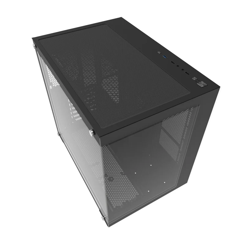 DarkFlash C285P V2 Tempered Glass Side Panel Dual Chamber Luxury ATX PC Case (Black, White)