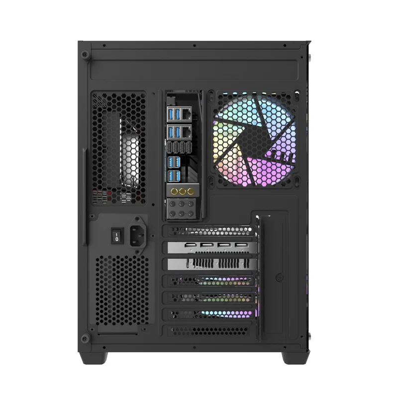 DarkFlash C285P V2 Tempered Glass Side Panel Dual Chamber Luxury ATX PC Case (Black, White)
