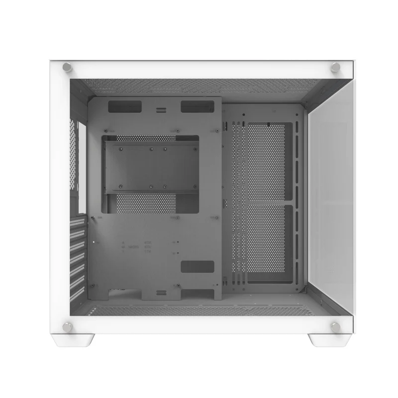 DarkFlash C285P V2 Tempered Glass Side Panel Dual Chamber Luxury ATX PC Case (Black, White)