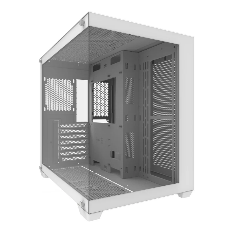 DarkFlash C285P V2 Tempered Glass Side Panel Dual Chamber Luxury ATX PC Case (Black, White)