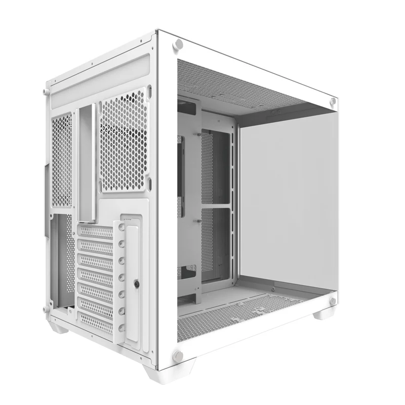 DarkFlash C285P V2 Tempered Glass Side Panel Dual Chamber Luxury ATX PC Case (Black, White)