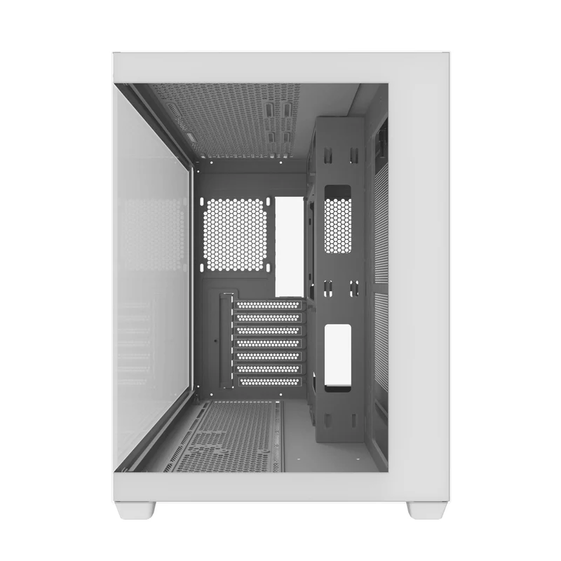 DarkFlash C285P V2 Tempered Glass Side Panel Dual Chamber Luxury ATX PC Case (Black, White)