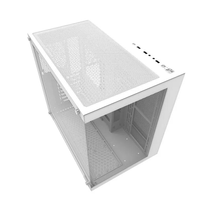 DarkFlash C285P V2 Tempered Glass Side Panel Dual Chamber Luxury ATX PC Case (Black, White)