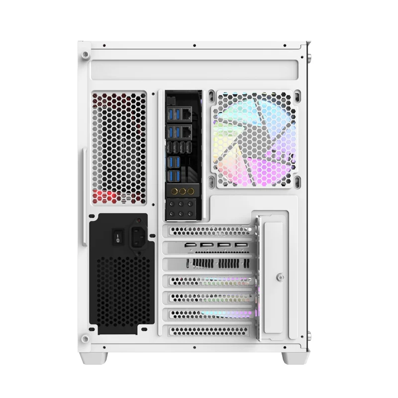 DarkFlash C285P V2 Tempered Glass Side Panel Dual Chamber Luxury ATX PC Case (Black, White)