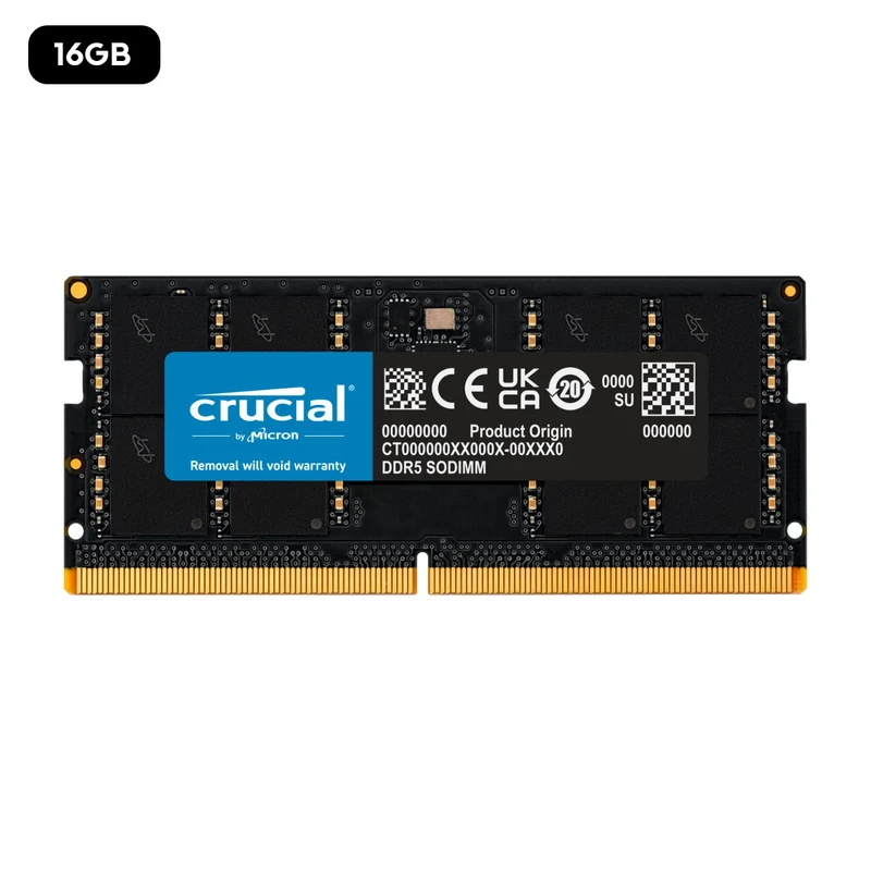 Crucial DDR5 4800MHz CL40 Sodimm Notebook Memory (16GB, 32GB) (CT16G48C40S5, CT32G48C40S5)