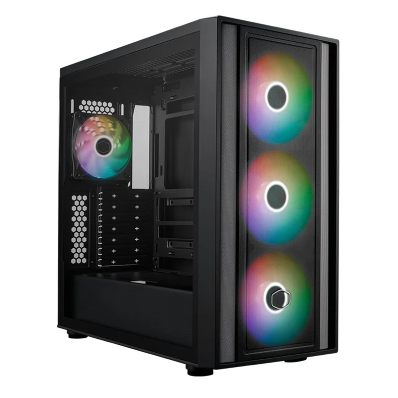 Cooler Master MasterBox 600 Tempered Glass ATX Mid Tower PC Case (Black, White)