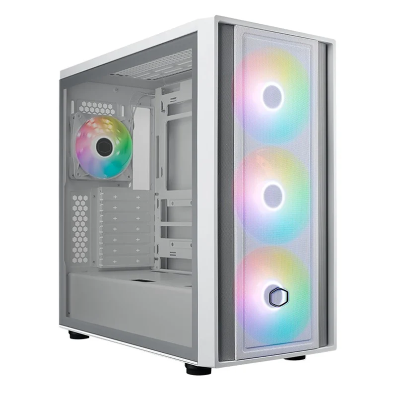 Cooler Master MasterBox 600 Tempered Glass ATX Mid Tower PC Case (Black, White)