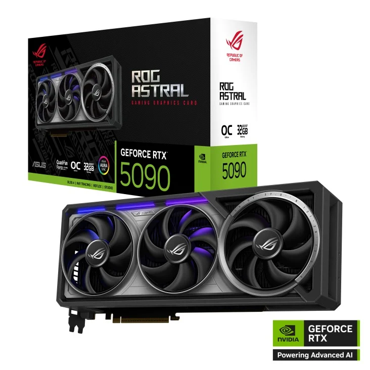 Asus ROG Astral Geforce RTX 5090 OC 32GB GDDR7 Gaming Graphics Card + Asus ROG Thor 1000W Platinum III Gaming Power Supply Bundle