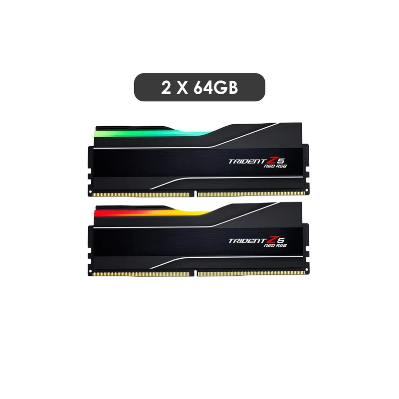 G.Skill Trident Z5 Neo RGB 128GB (2x64GB) DDR5 6000 MT/s CL34-44-44-96 1.35V AMD EXPO Desktop/Intel XMP Memory (Matte Black) (F5-6000J3444F64GX2-TZ5NR)