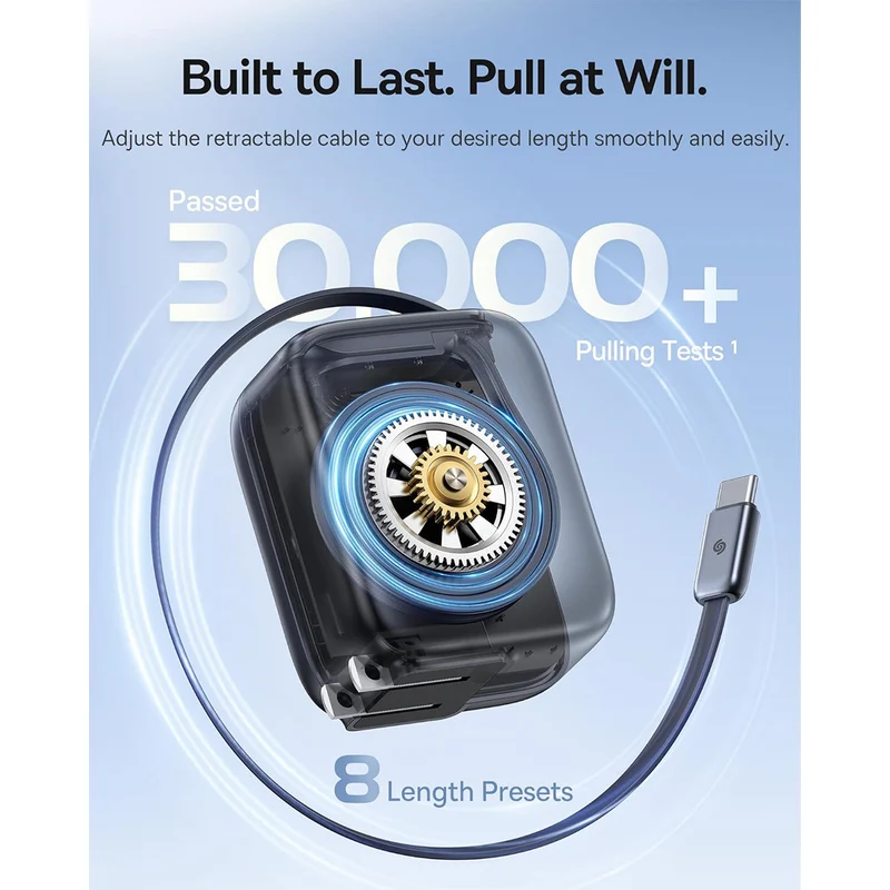 Baseus EnerCore CJ11 Fast Charger with Retractable Cable 67W (Cosmic Black) (E0120H00)