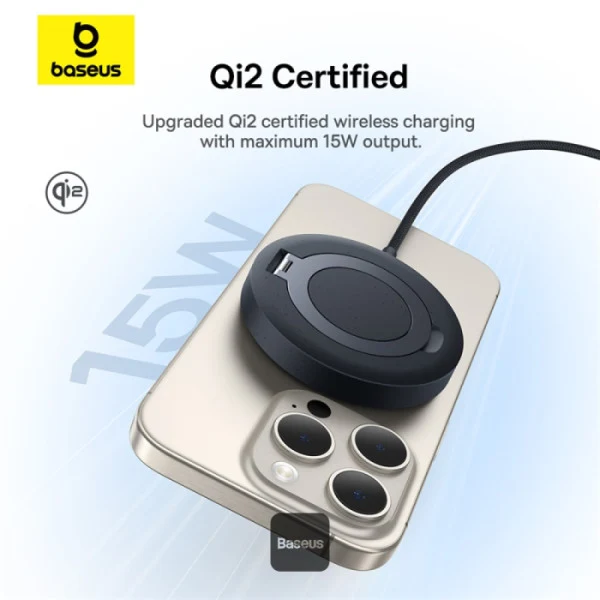Baseus Simple Mini4 Magnetic Wireless Charging 15W Qi2 (Cosmic Black) (P10273300121-01)