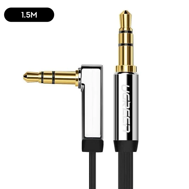 Ugreen 3.5mm Male to Male Angled Flat Cable (Black) (1M, 1.5M)