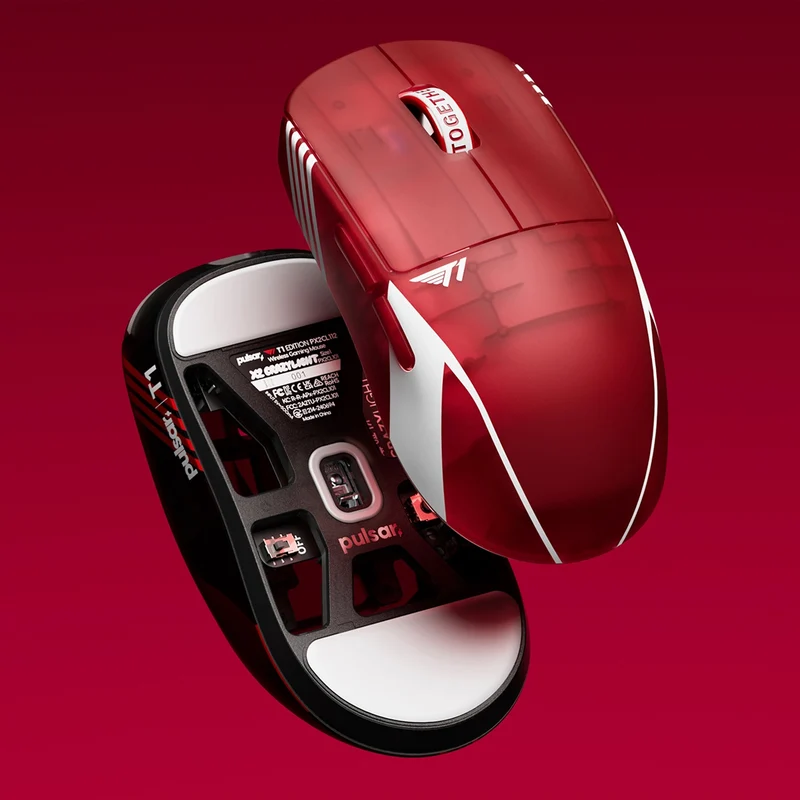Pulsar X2 Crazylight T1 Edition 8K Polling Rate eSports Gaming Mouse (Black, Red)