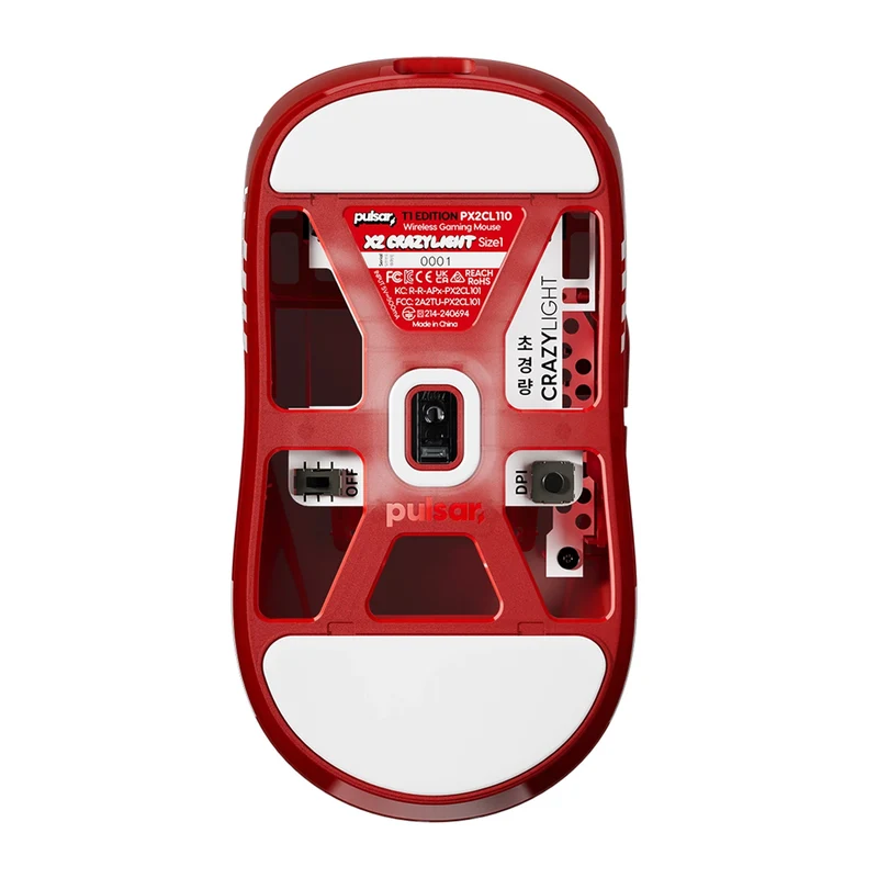 Pulsar X2 Crazylight T1 Edition 8K Polling Rate eSports Gaming Mouse (Black, Red)
