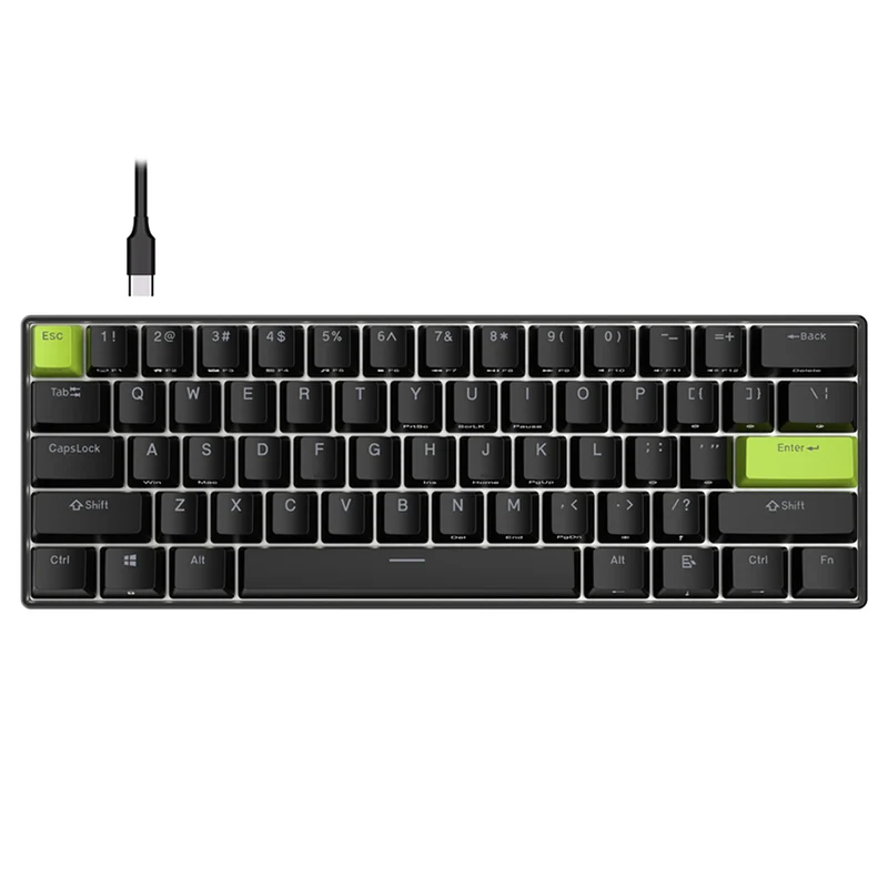 Royal Kludge RK-C61 Single-Mode RGB 61 Keys Hot Swappable Magnetic Mechanical Keyboard Black/Green (Mint Switch)