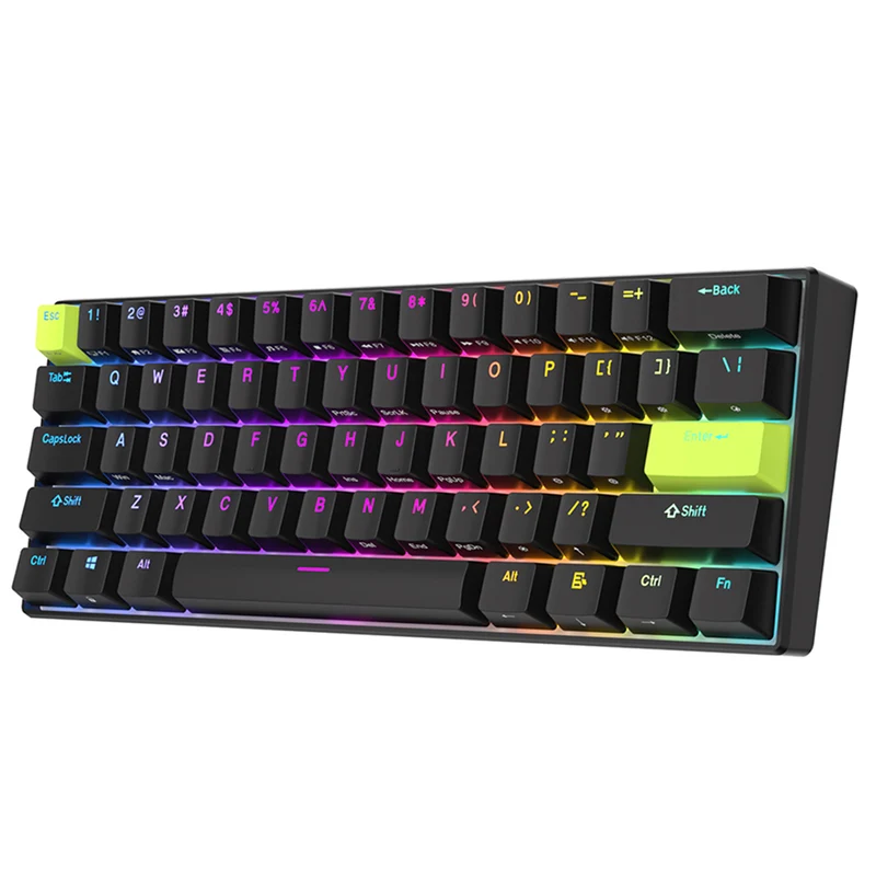 Royal Kludge RK-C61 Single-Mode RGB 61 Keys Hot Swappable Magnetic Mechanical Keyboard Black/Green (Mint Switch)