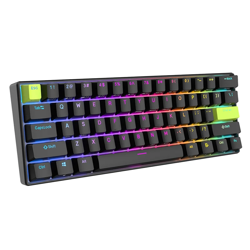 Royal Kludge RK-C61 Single-Mode RGB 61 Keys Hot Swappable Magnetic Mechanical Keyboard Black/Green (Mint Switch)