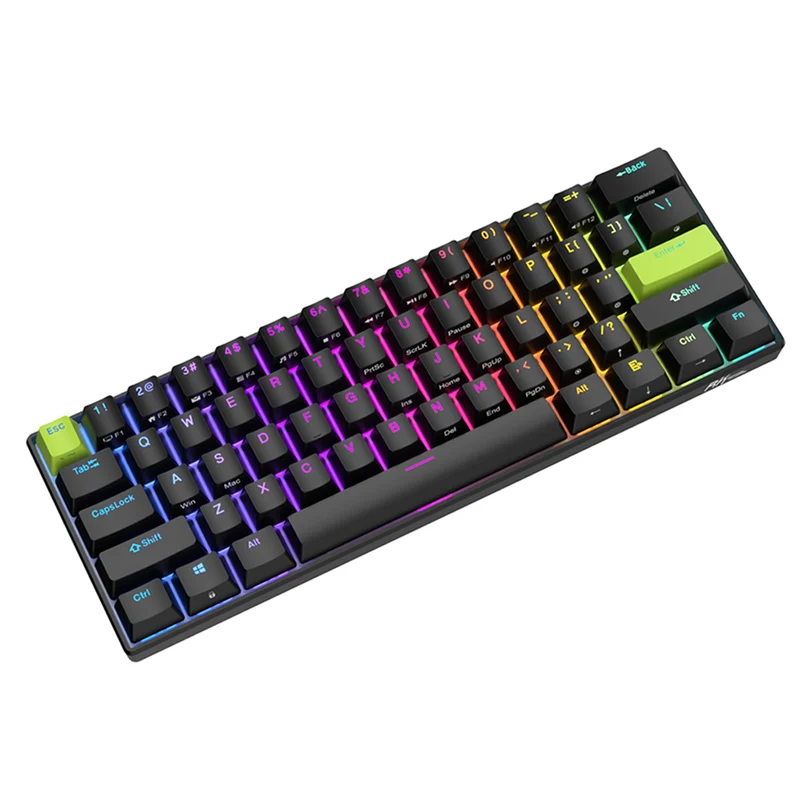 Royal Kludge RK-C61 Single-Mode RGB 61 Keys Hot Swappable Magnetic Mechanical Keyboard Black/Green (Mint Switch)