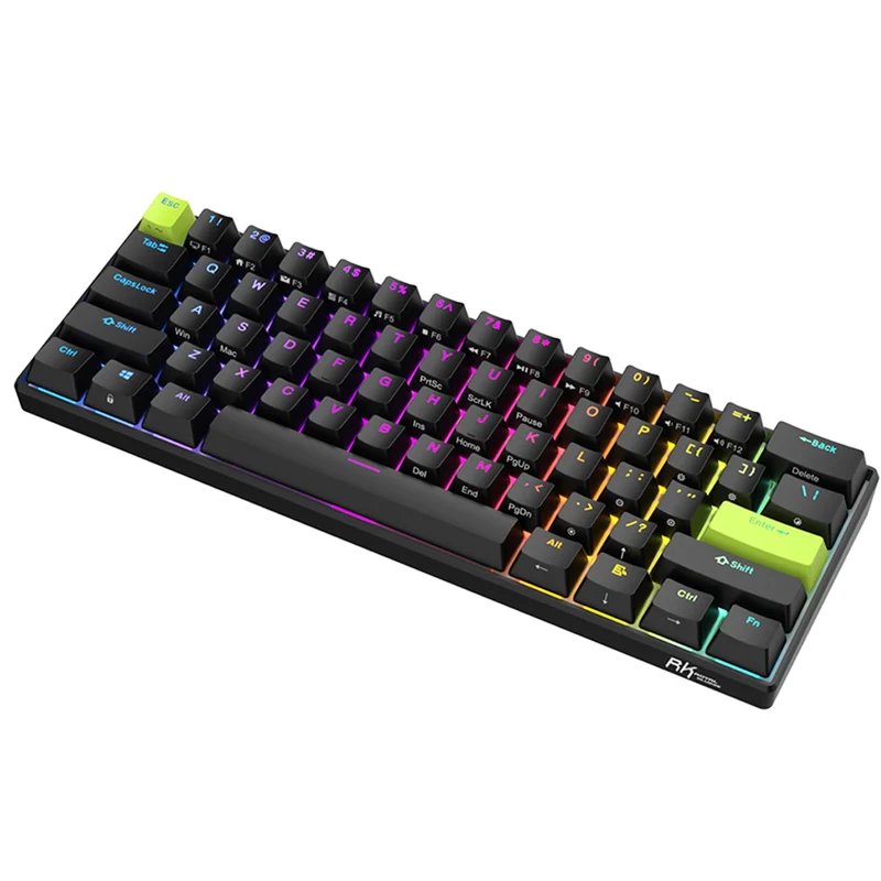 Royal Kludge RK-C61 Single-Mode RGB 61 Keys Hot Swappable Magnetic Mechanical Keyboard Black/Green (Mint Switch)