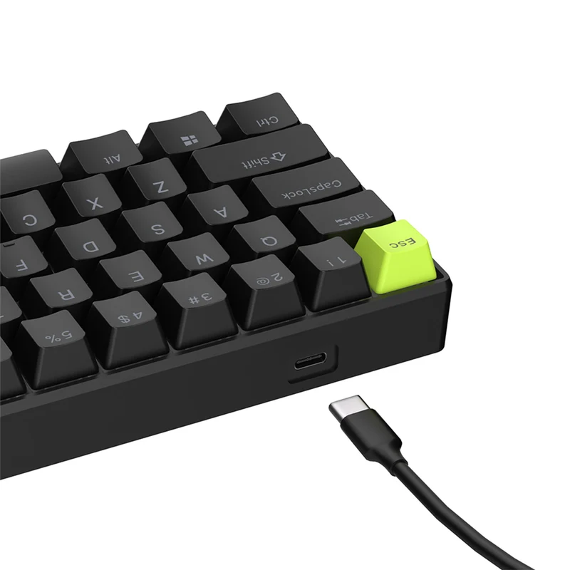 Royal Kludge RK-C61 Single-Mode RGB 61 Keys Hot Swappable Magnetic Mechanical Keyboard Black/Green (Mint Switch)