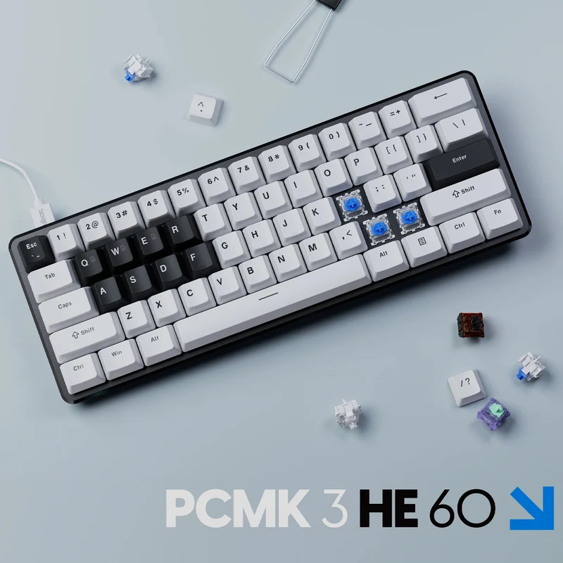 Pulsar PCMK 3 HE 60 ANSI Hall Effect Magnetic Gaming Keyboard (White) (PCMK3HE601W)