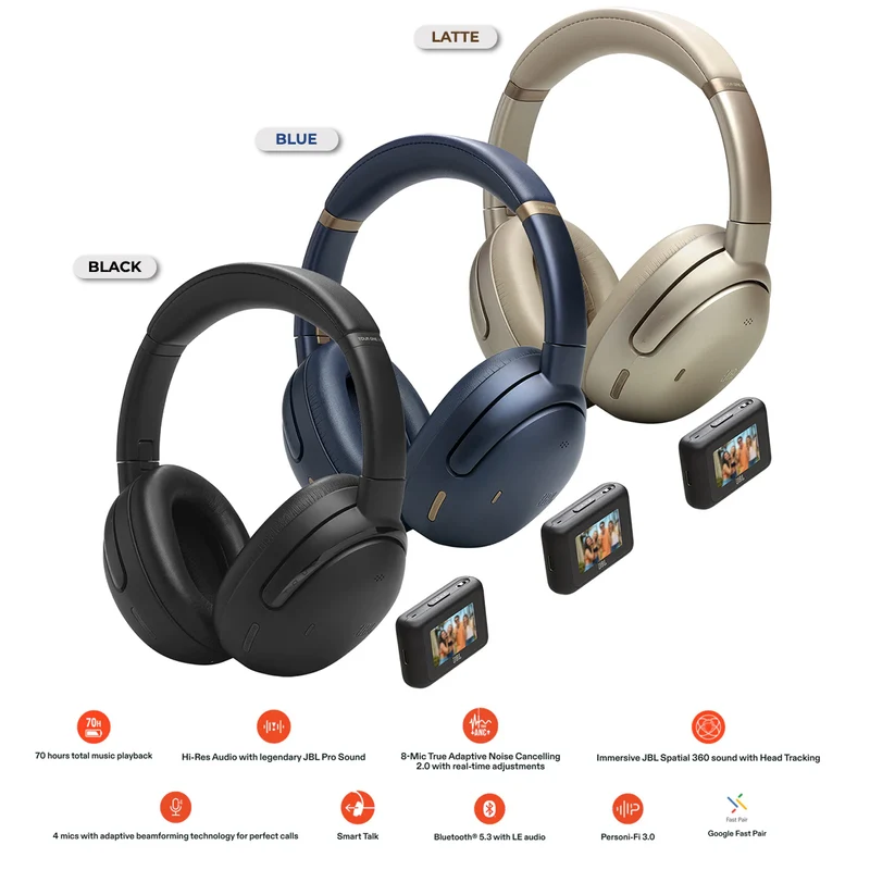 JBL Tour One M3 Smart TX Wireless Over-Ear Noise Cancelling Headphone (Black, Blue, Latte)