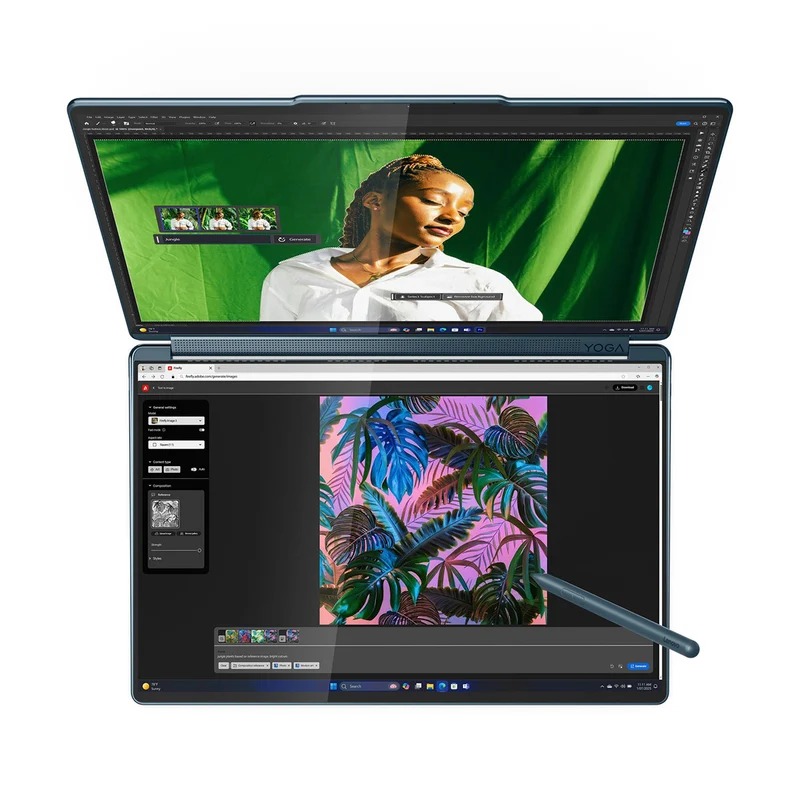 Lenovo Yoga Book 9 14IAH10 83KJ002DPH Laptop (Tidal Teal) | 2x 14" 2.8K WQXGA+ (2880x1800) OLED 120Hz Touch| Core Ultra 9 285H| 32GB RAM| 1TB SSD| Intel Arc| Win 11 Home|Office Home 2024+ 365 Basic+ Yoga Pen + Yoga Sleeve + A4Tech Keypad