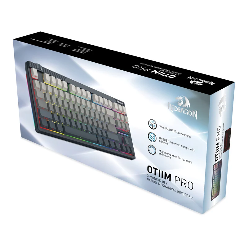 Redragon OTIIM PRO 3-Modes Connectivity 87 Keys Gasket Mechanical Keyboard (K729SP-RGB-PRO)
