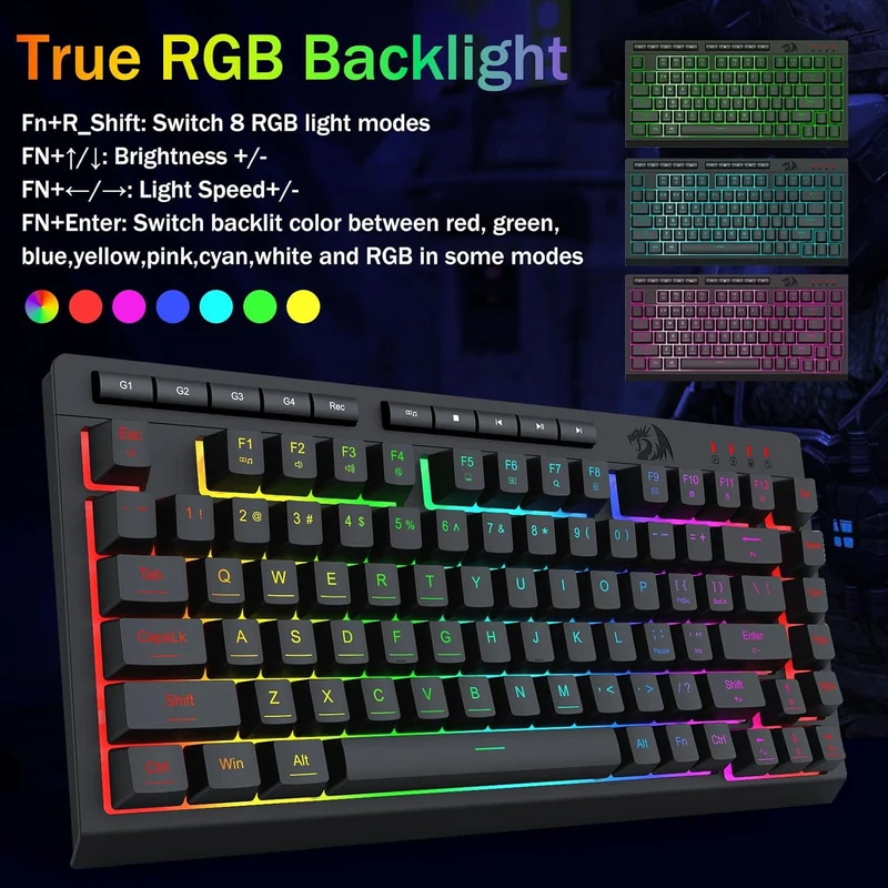 Redragon Crescent K524-RGB 75% Wired Gaming Keyboard With Macro Keys