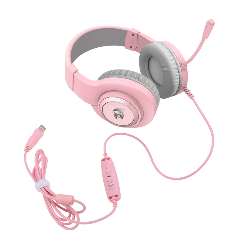 Redragon H371P-RGB Hylas USB Virtual 7.1 Surround Sound Wired Gaming Headset (Pink)