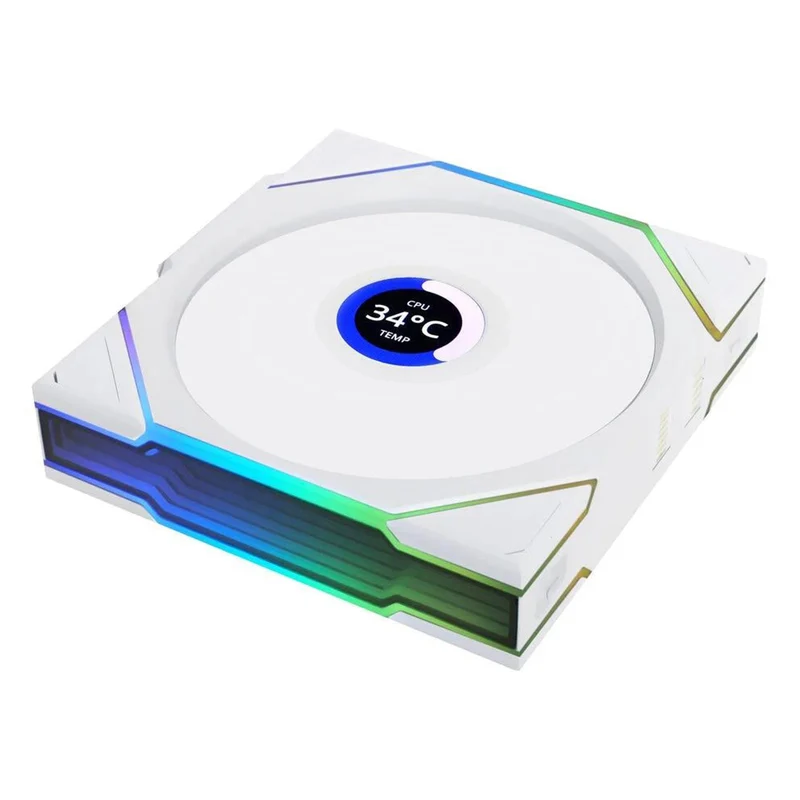 Lian Li Uni Fan TL Wireless LCD 120mm Reverse Blade Revolutionary ARGB Single Fan (Black, White)