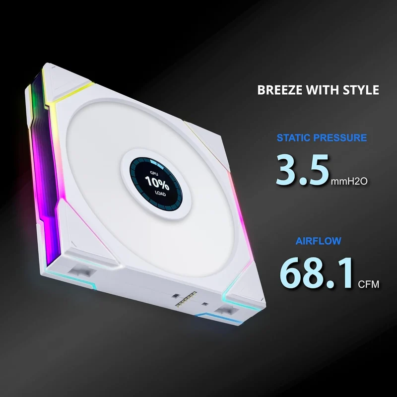 Lian Li Uni Fan TL Wireless LCD 120mm Reverse Blade Revolutionary ARGB Single Fan (Black, White)