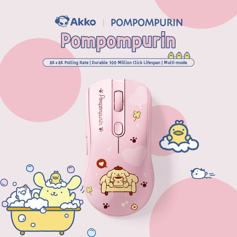 Akko AG ONE 8K Wireless Tri-Mode Gaming Mouse (Pompompurin) (Pink)