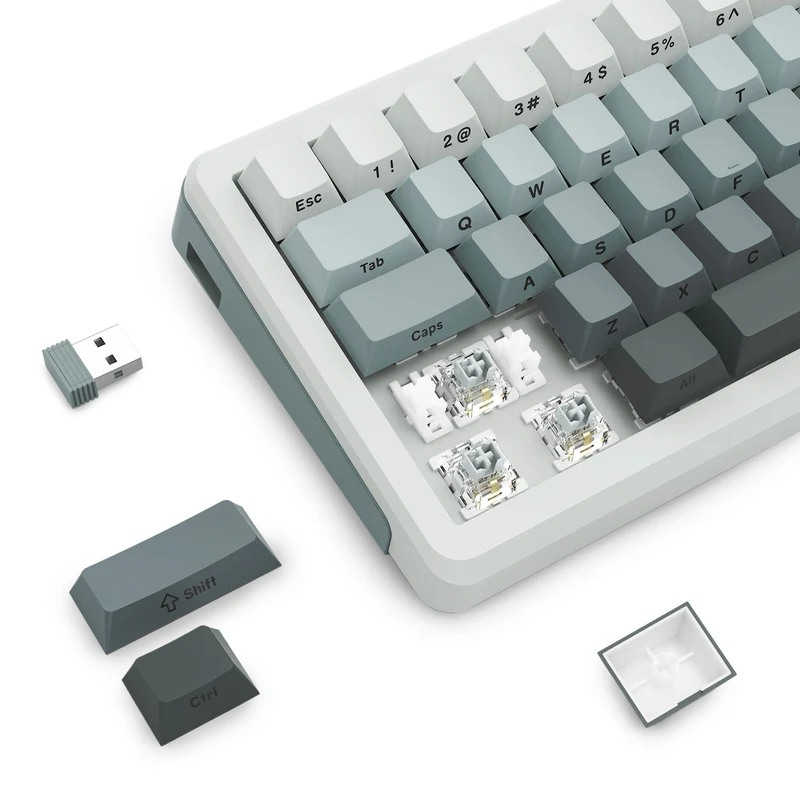 E-Yooso Z-68 Tri-Mode RGB 67 Keys Mechanical Keyboard Gradient Grey (Silverwood Switch)