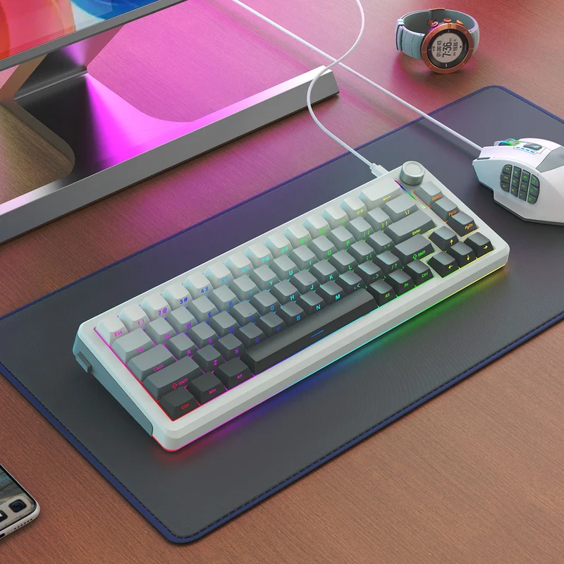 E-Yooso Z-68 Tri-Mode RGB 67 Keys Mechanical Keyboard Gradient Grey (Silverwood Switch)