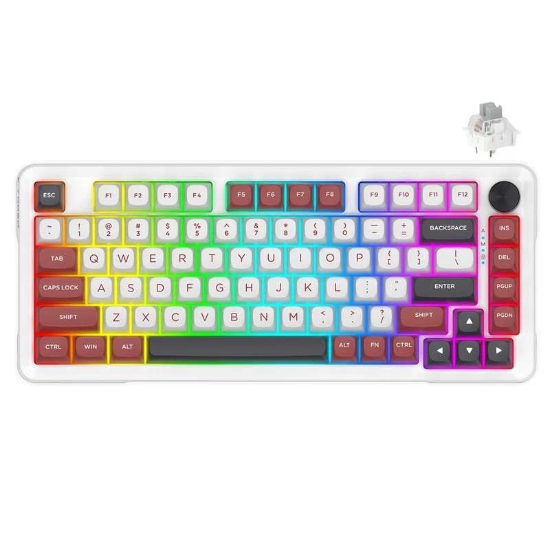 E-Yooso Z-82 RGB 81-Keys Wired Hot-Swappable Mechanical Keyboard White/Red/Black (Silverwood Switch)